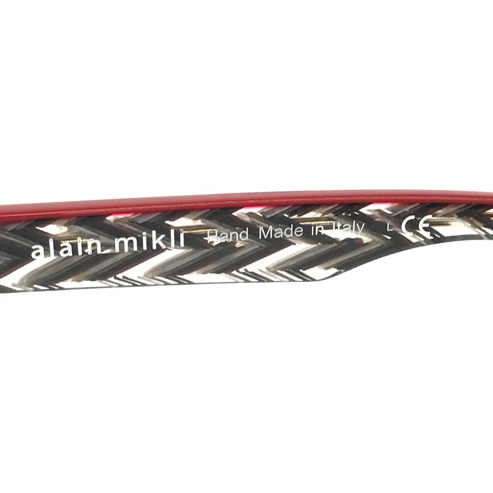 Alain Mikli Eyeglasses Frames A03020 4113 Zigzag Black Grey Red Round 48-22-145